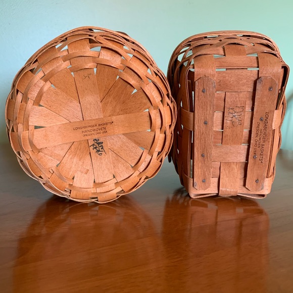 Longaberger Leather Handle Baskets with Liners (2) - Picture 3 of 10